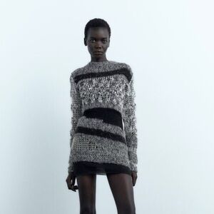 Zara combination knit sweater brand new with tags on size m
